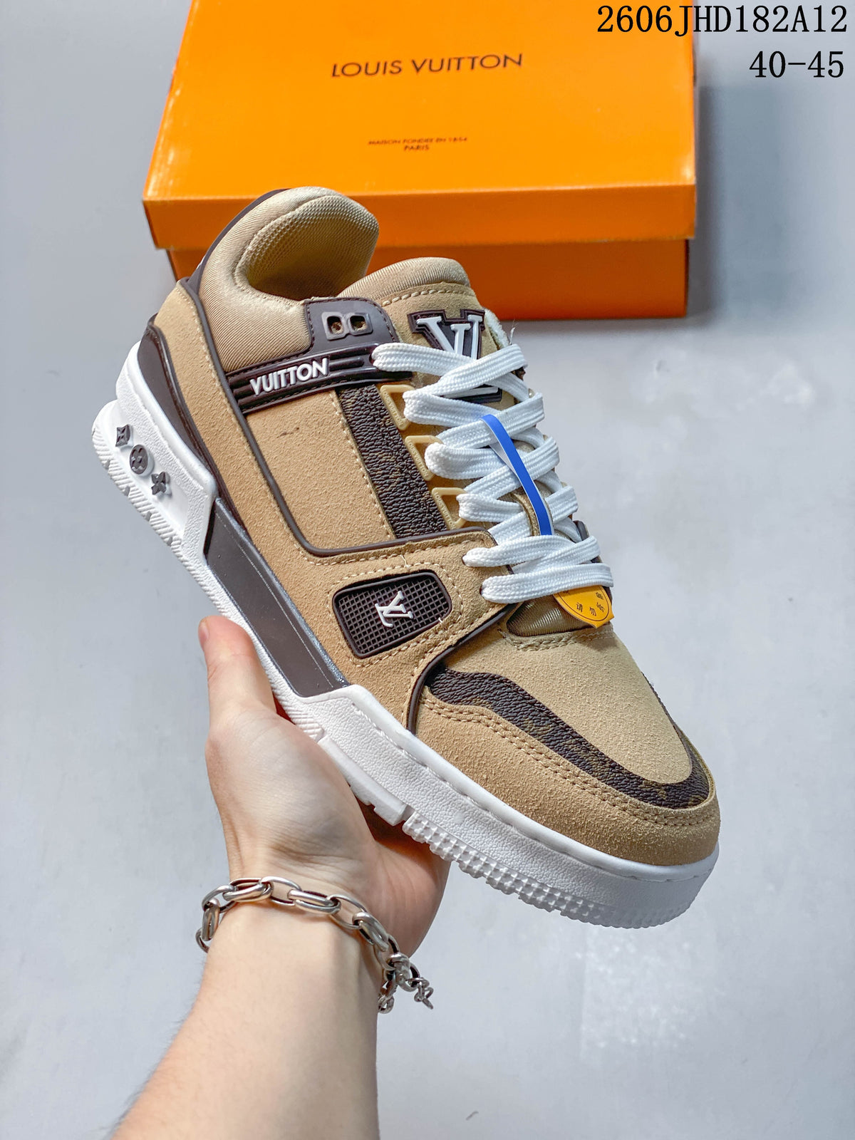 Louis Vuitton Trainer Low-Top Sneakers in Black or Beige