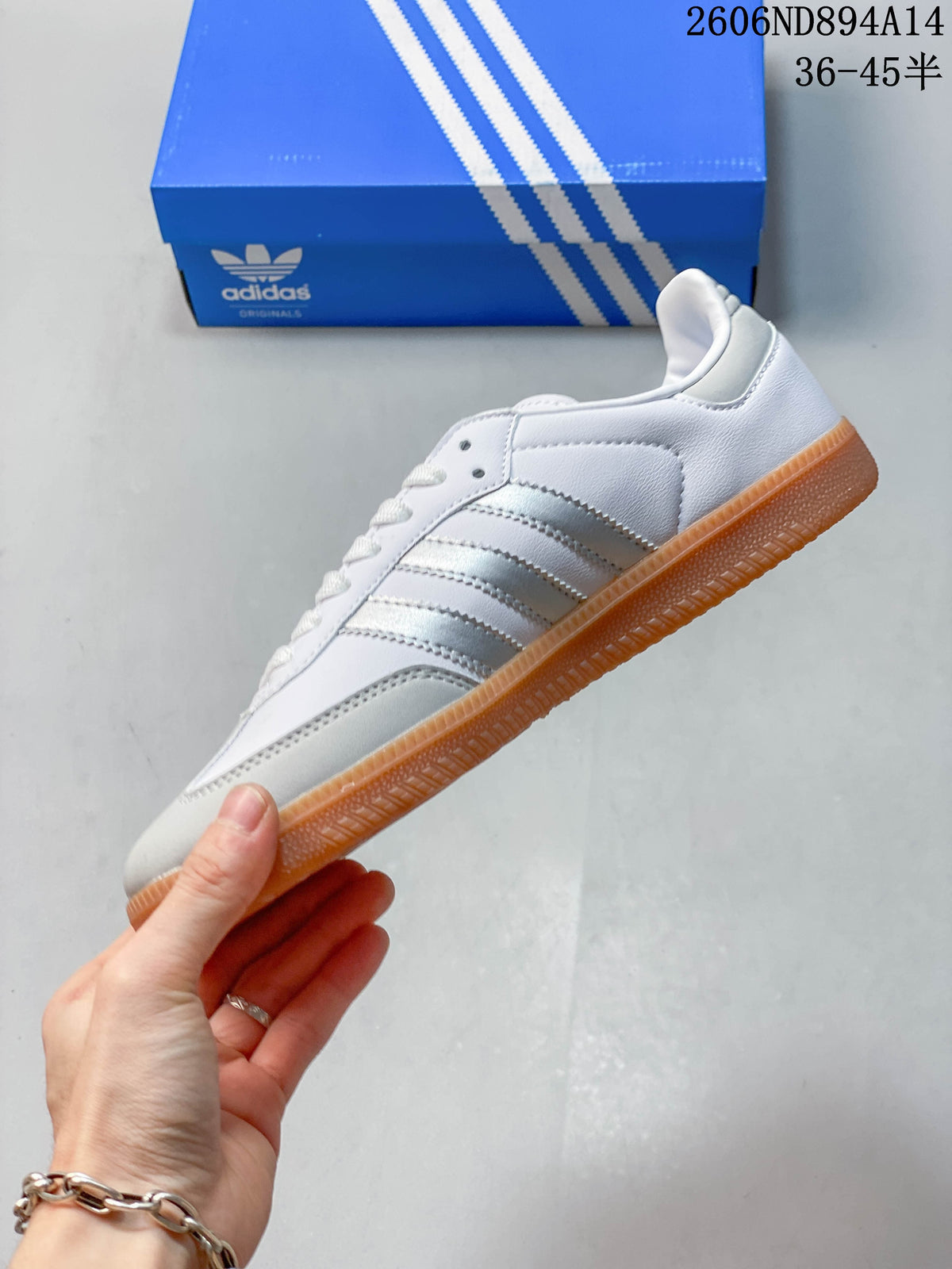 adidas Originals Samba OG White Silver Gum Sole Sneakers