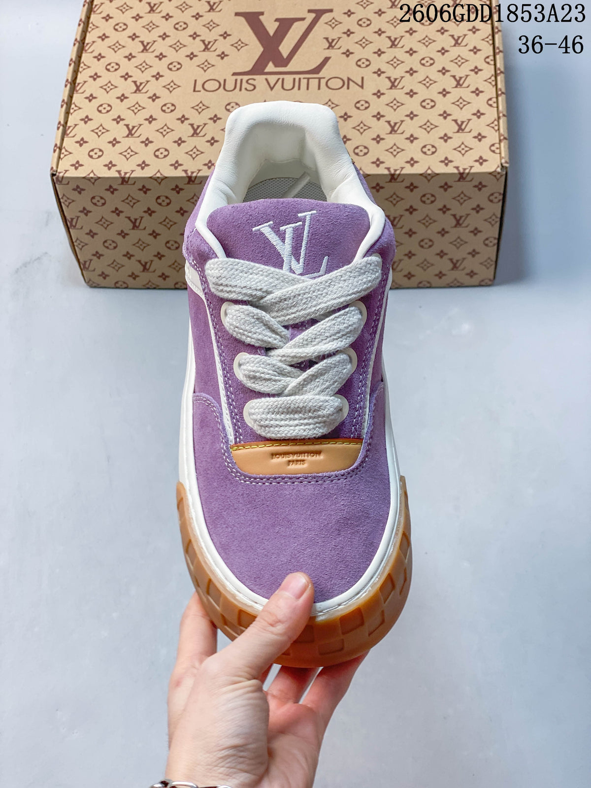Louis Vuitton Tilted Suede Low-Top Sneakers, Purple