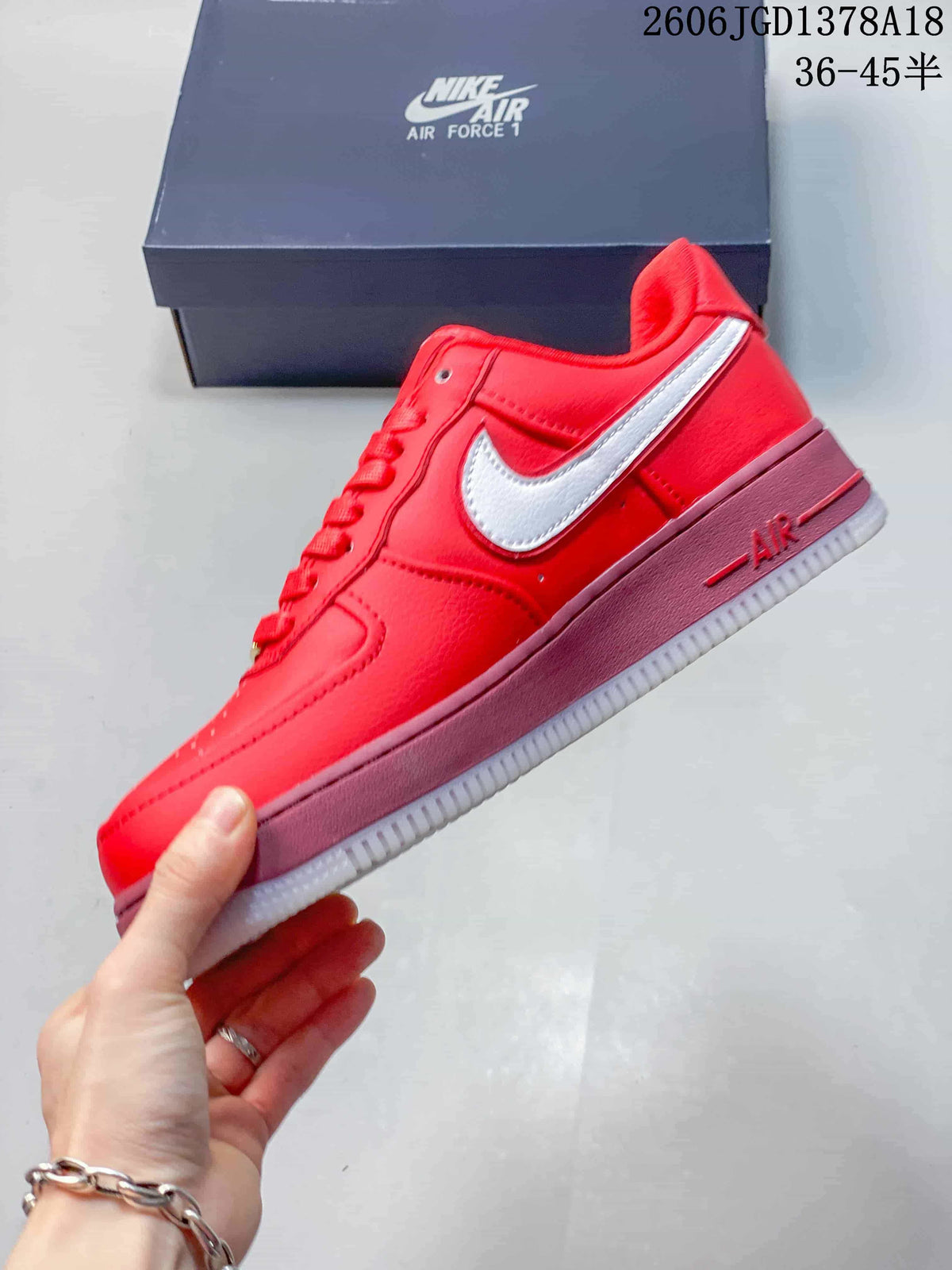 Nike Air Force 1 Low Red Sneakers with White Swoosh