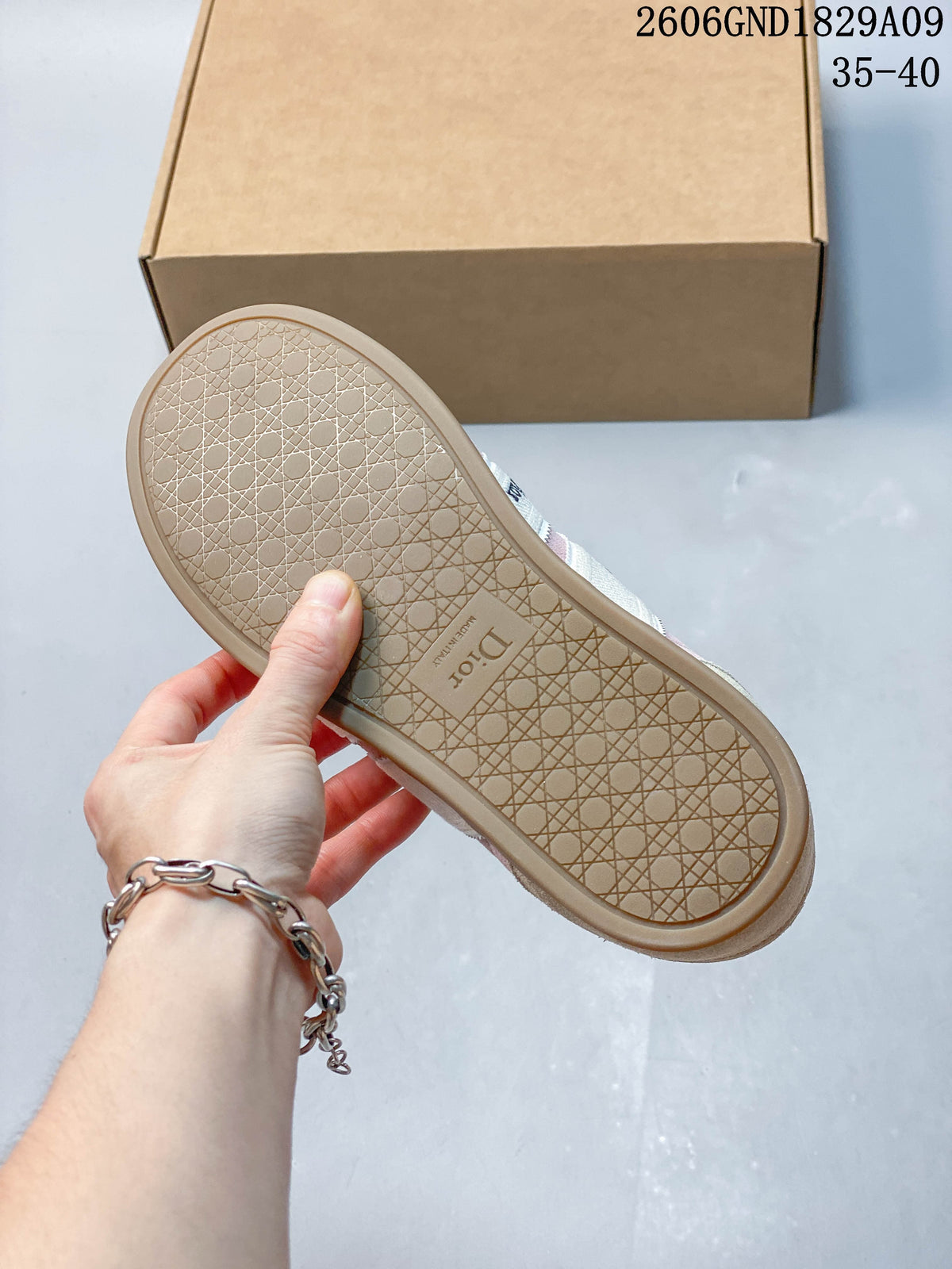 Dior Ribbon Pink and Beige Low-Top Sneakers