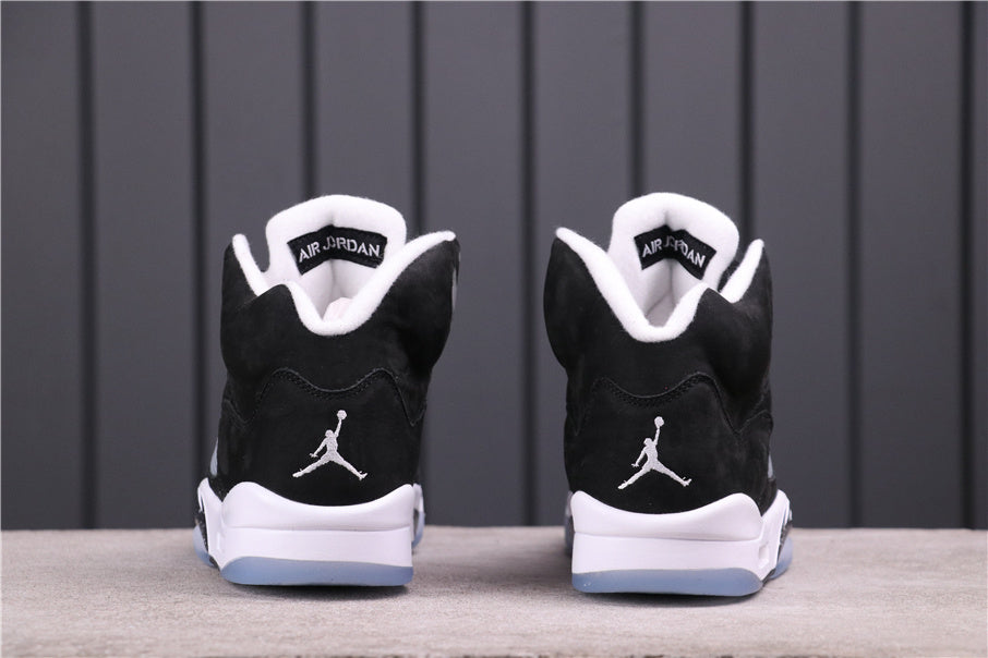Rear view showing the padded collars, heel Jordan logos, and white midsoles.