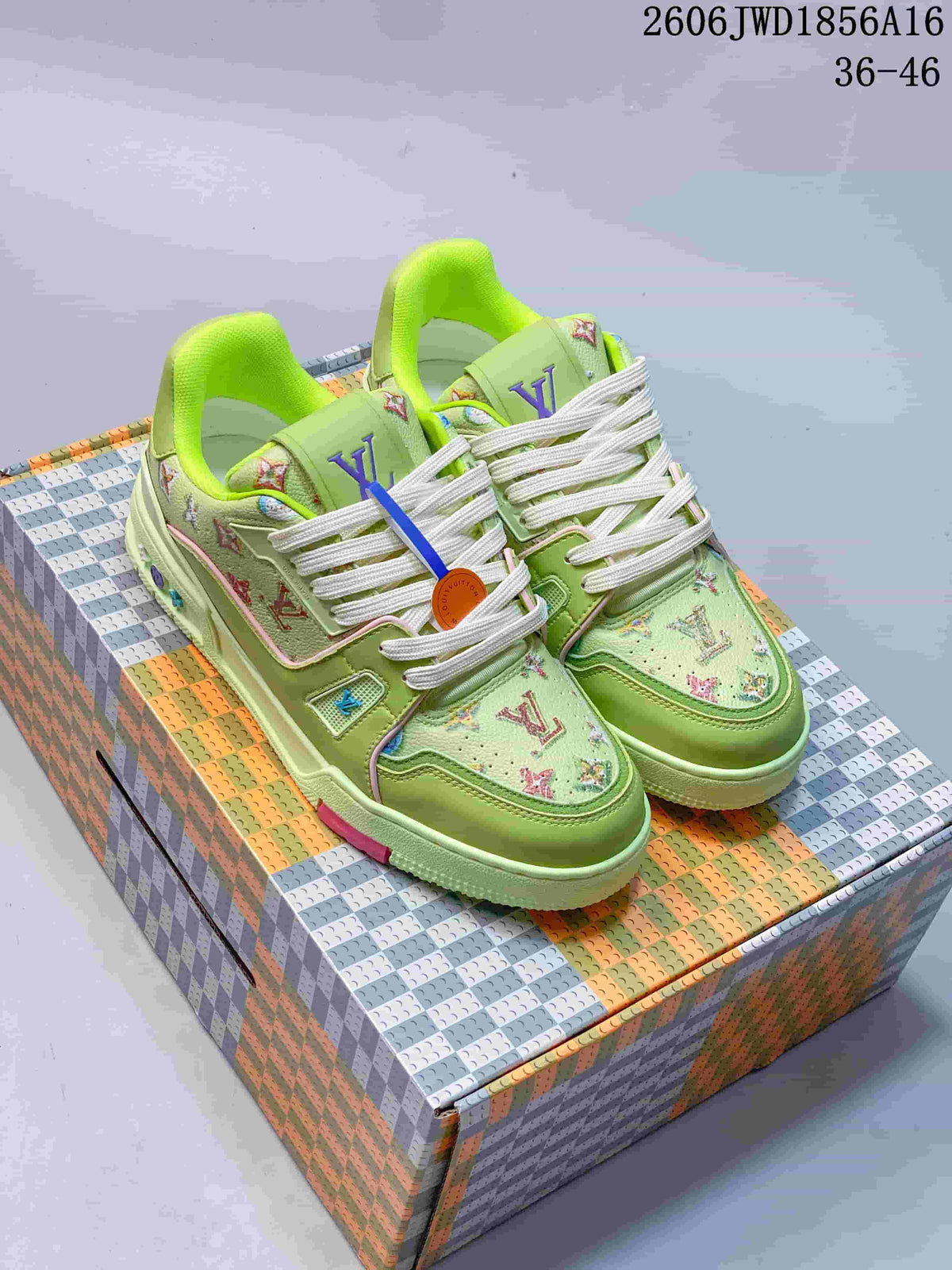 Louis Vuitton Trainer Low-Top Sneakers in Lime Green