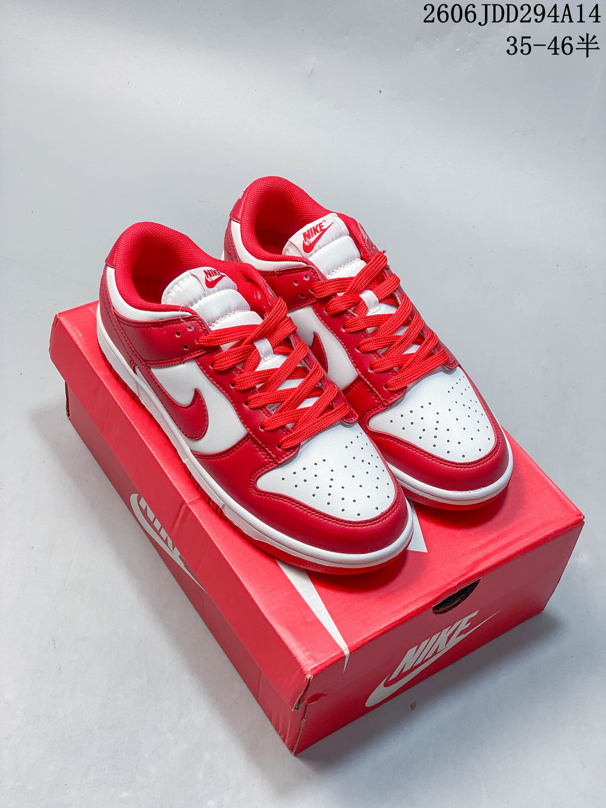 Nike Dunk Low Sneakers Red and White IB4417-104