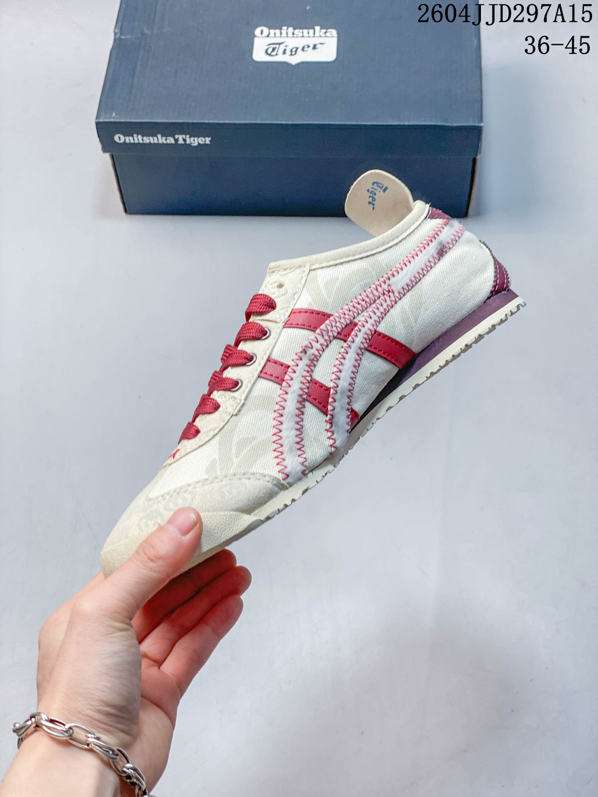 Onitsuka Tiger Mexico 66 Slip-On Sneakers Cream Red