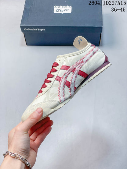 Onitsuka Tiger Mexico 66 Slip-On Sneakers Cream Red