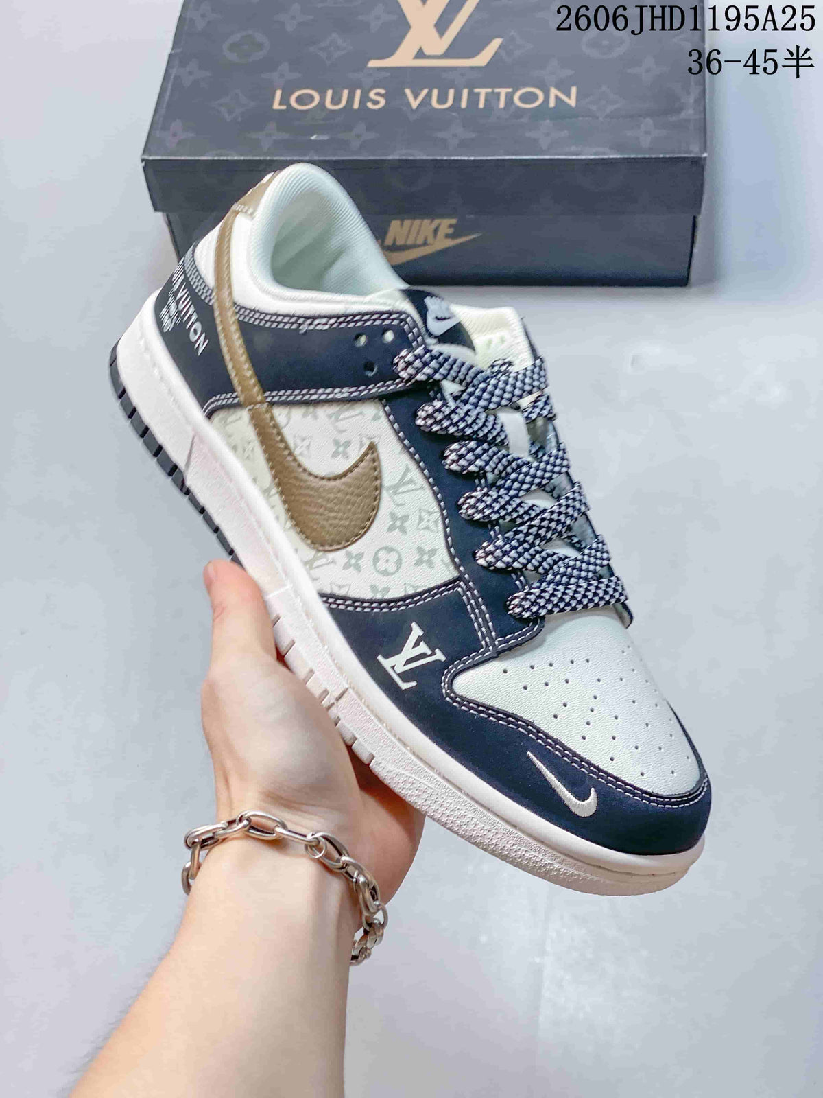Nike Dunk Low x Louis Vuitton Print-Panel Sneakers