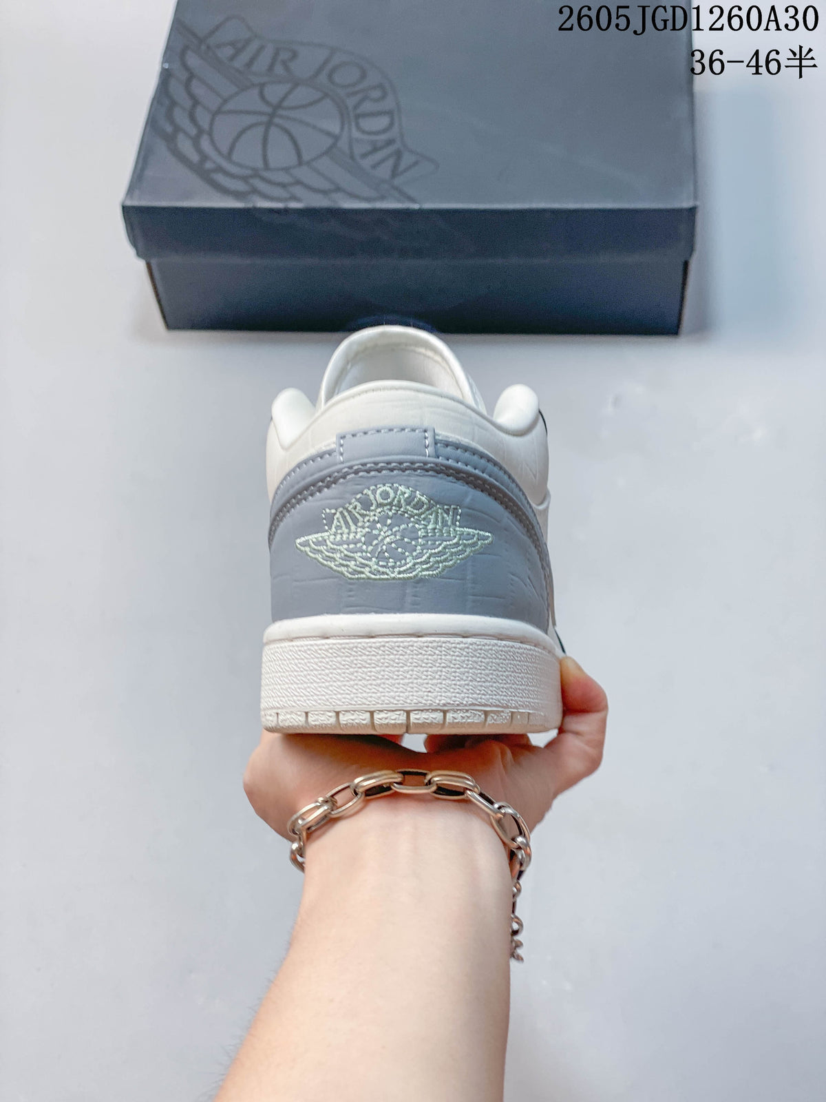 Air Jordan 1 Low White, Blue and Gray Sneakers