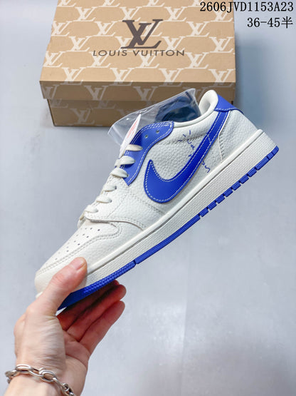 Air Jordan 1 Low Fragment x Travis Scott White Blue Sneakers