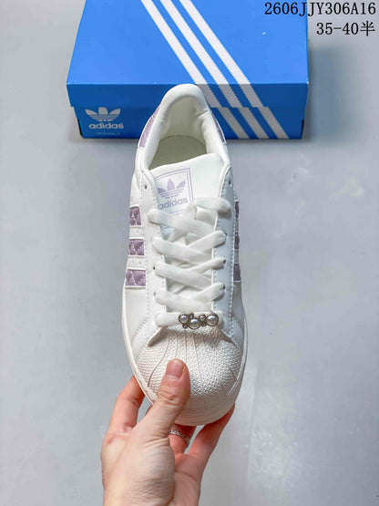 Adidas Superstar II White and Lilac Sneakers