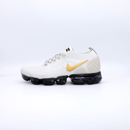 Nike Air VaporMax Flyknit White Gold Black Sneakers 942842-010