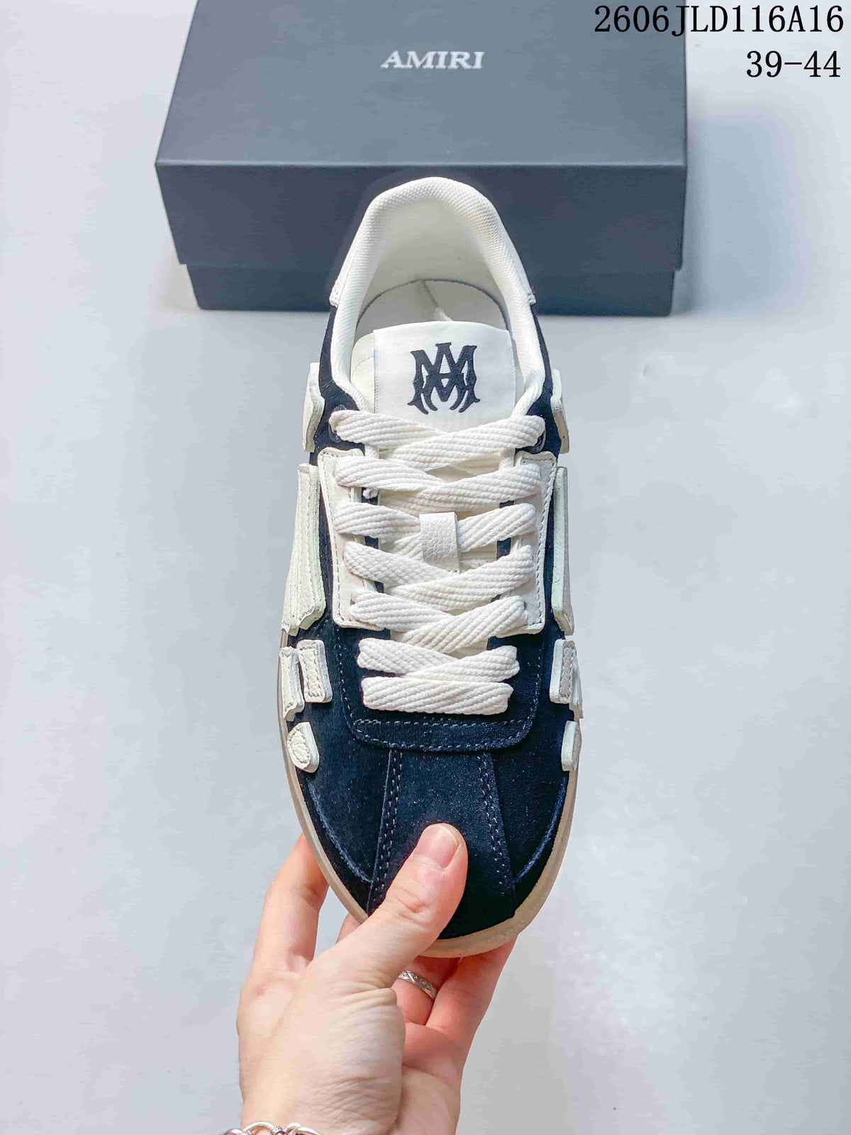 AMIRI Pacific Bones Low-Top Sneakers in Navy and White