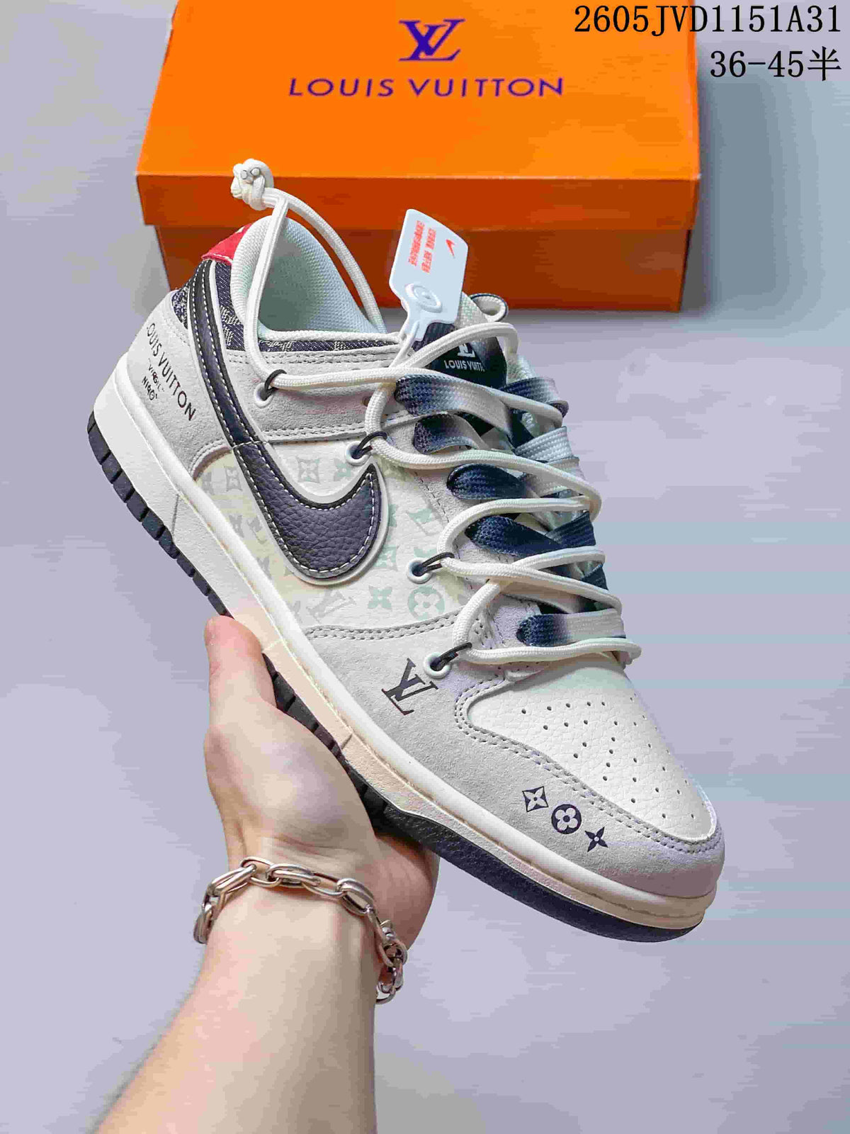 Nike SB Dunk Low White and Navy Custom Sneakers