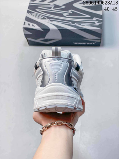 Off-White Be Right Back Low-Top Sneakers, White and Silver