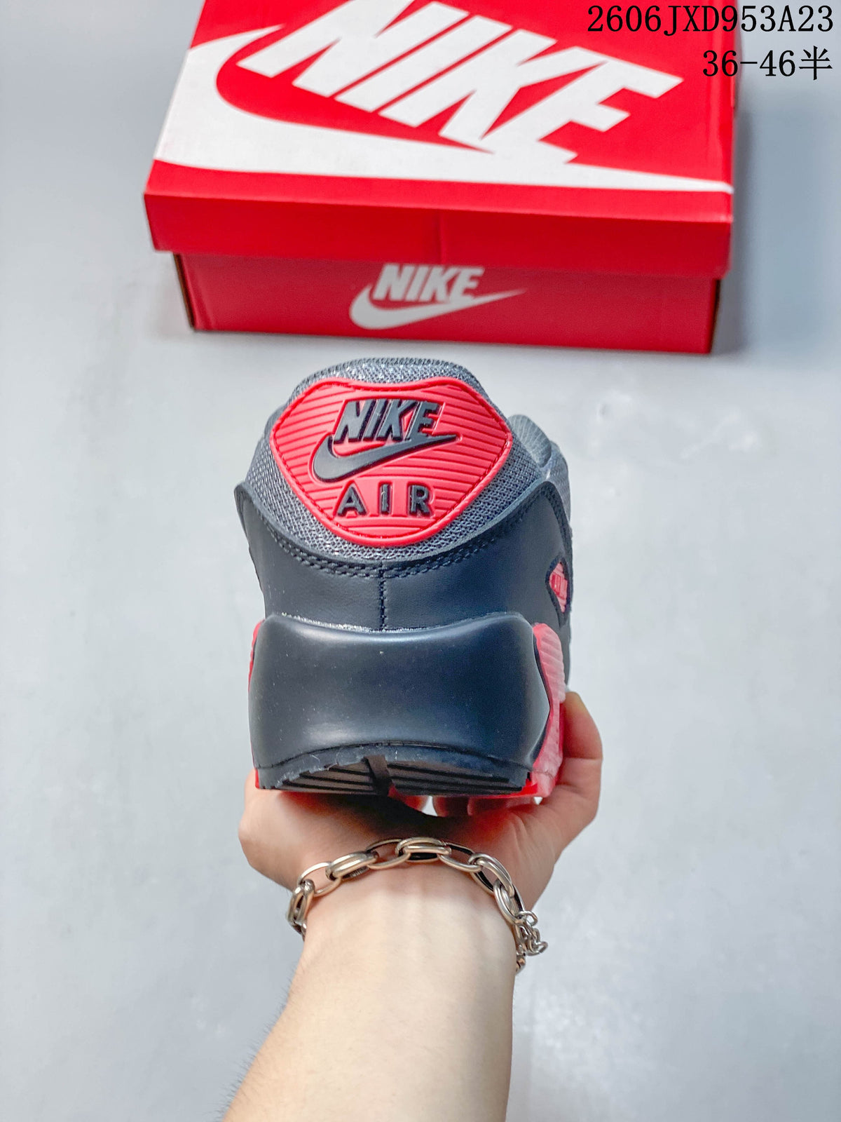 Nike Air Max 90 Gray and Red Low-Top Sneakers