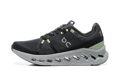 On Cloudsurfer Running Shoes in Black and Glacier