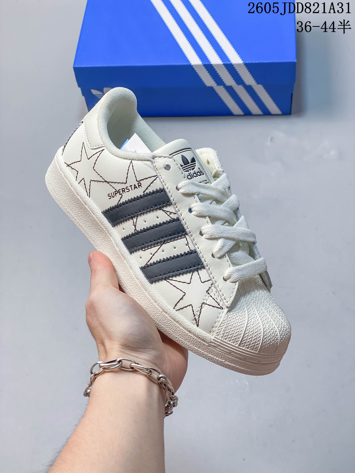 Adidas Superstar Shell-Toe Sneakers in White and Black