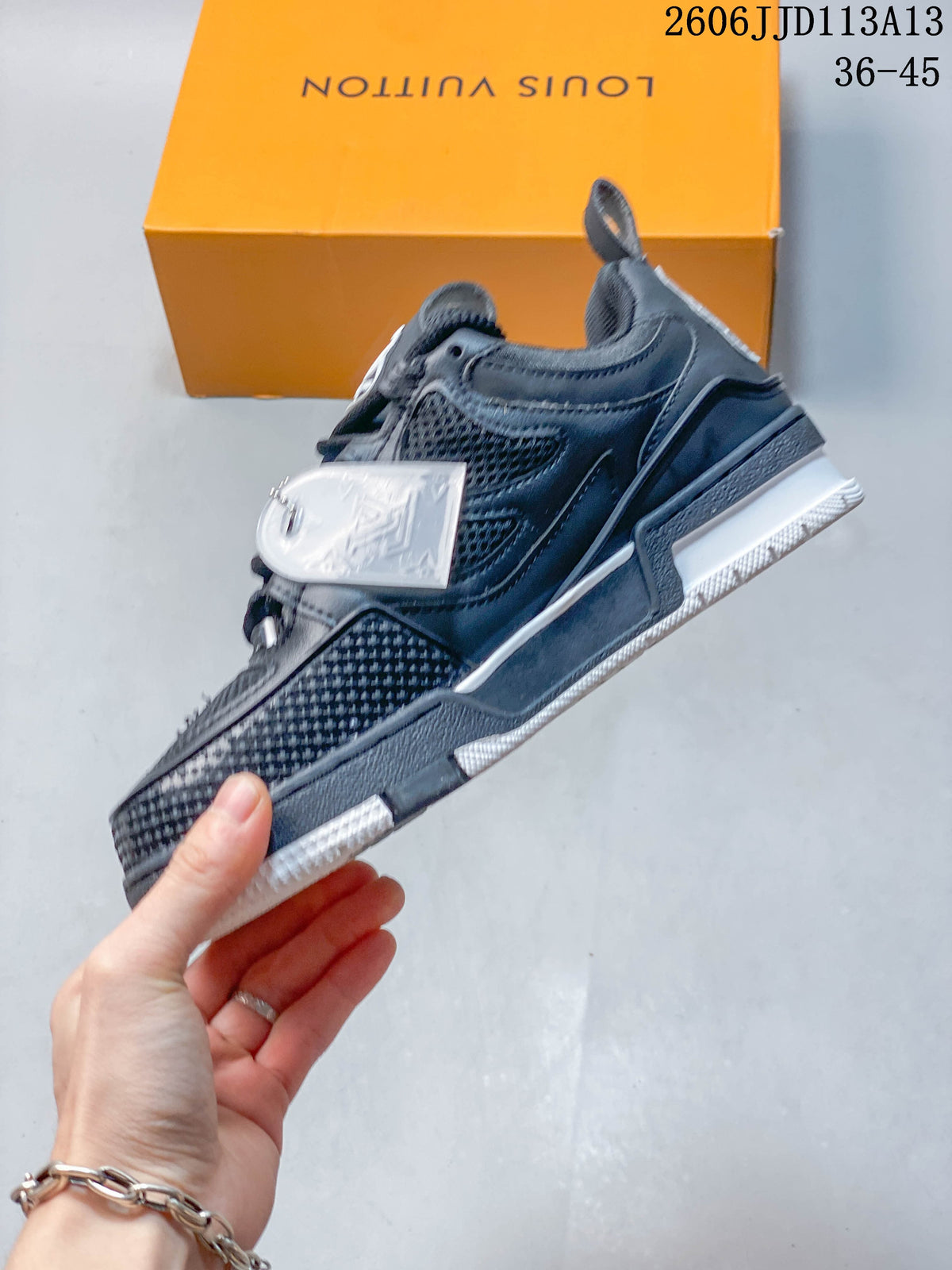 Louis Vuitton LV Trainer Low-Top Sneakers, Navy and White