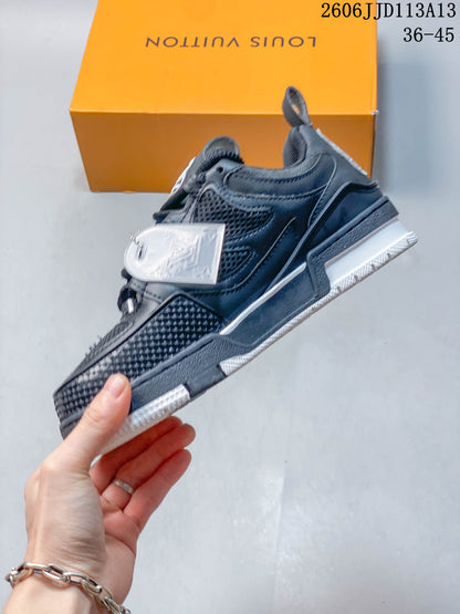 Louis Vuitton LV Trainer Low-Top Sneakers, Navy and White