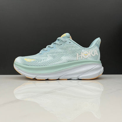 HOKA Clifton 9 Running Shoes – Mint and Yellow