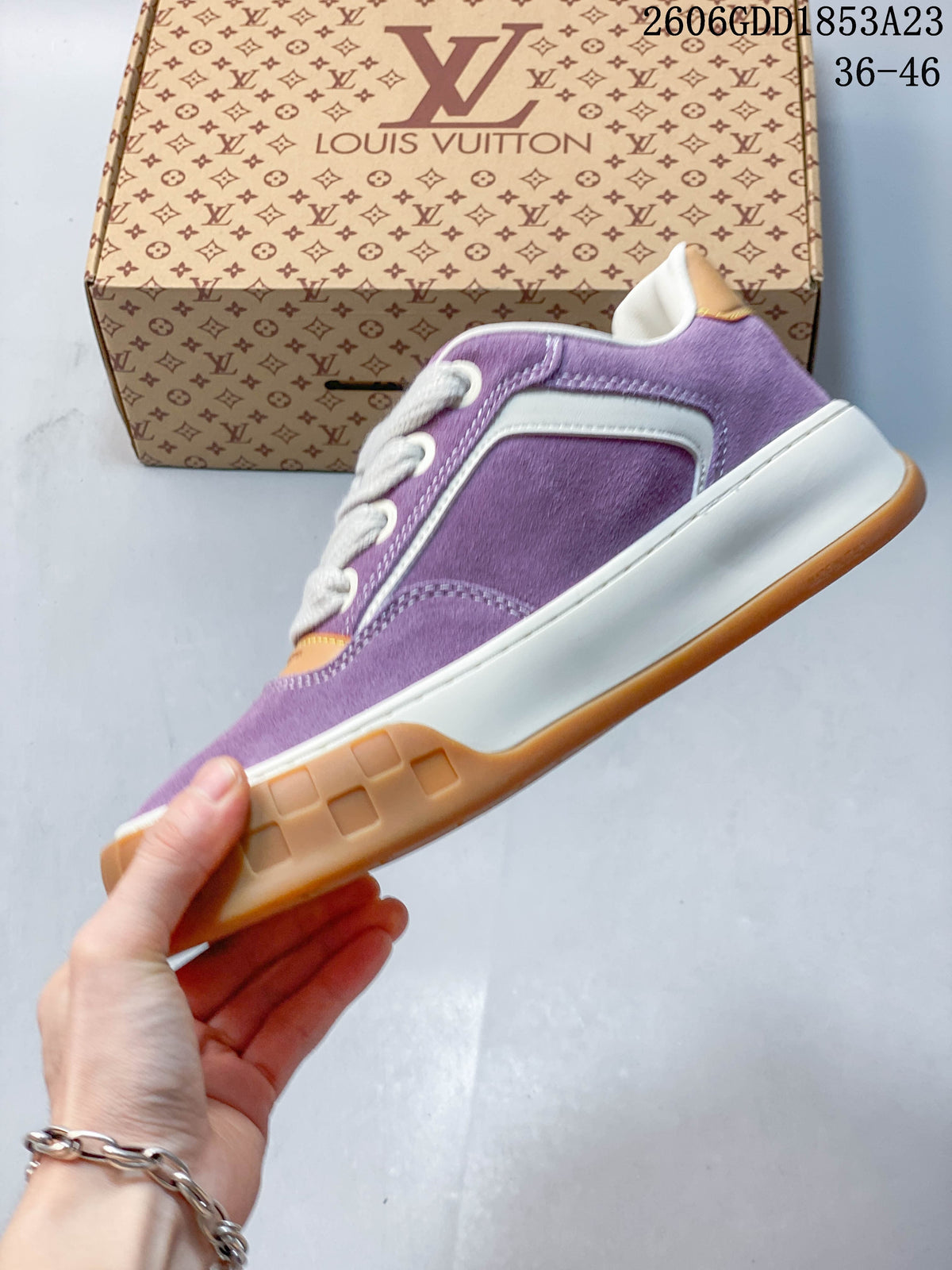 Louis Vuitton Tilted Suede Low-Top Sneakers, Purple
