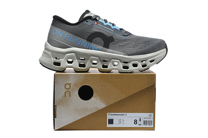 On Cloudmonster 3 Running Shoes, Gray Black Blue