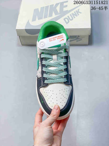 Nike Dunk Low Sneakers White Navy Green Graffiti