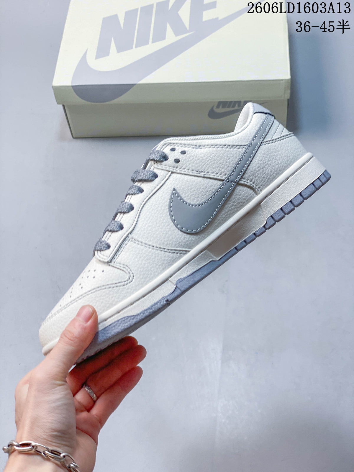 Nike Dunk Low Supreme-Style Sneakers in Cream and Grey