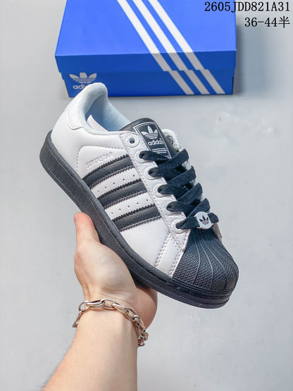 Adidas Superstar Shell-Toe Sneakers in White and Black