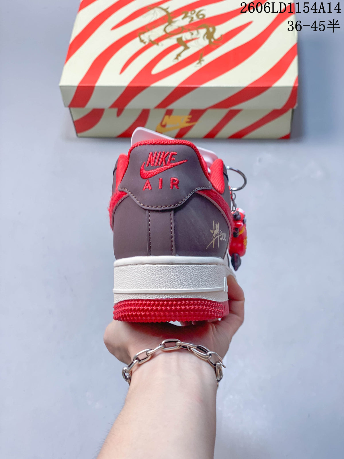 Nike Air Force 1 ’07 Low Sneakers in Brown, White and Red