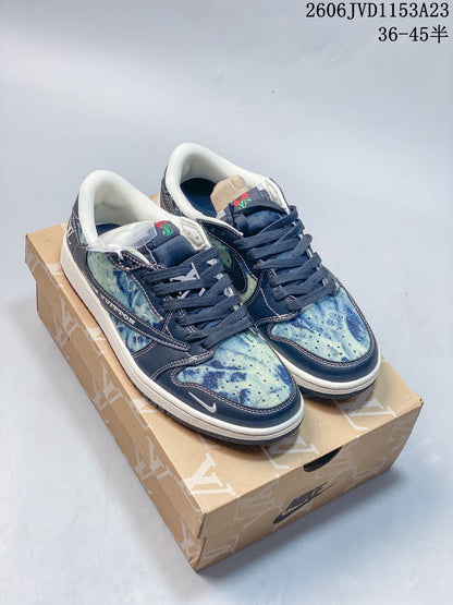 Nike Air Jordan 1 Low-Style Sneakers with Contrast Swoosh