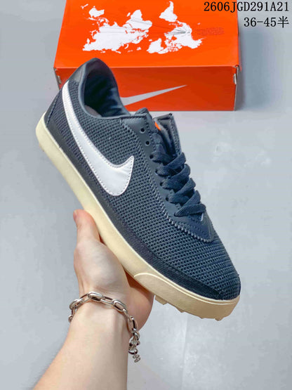 Nike Astrograbber Leather Low-Profile Sneakers, Navy and White