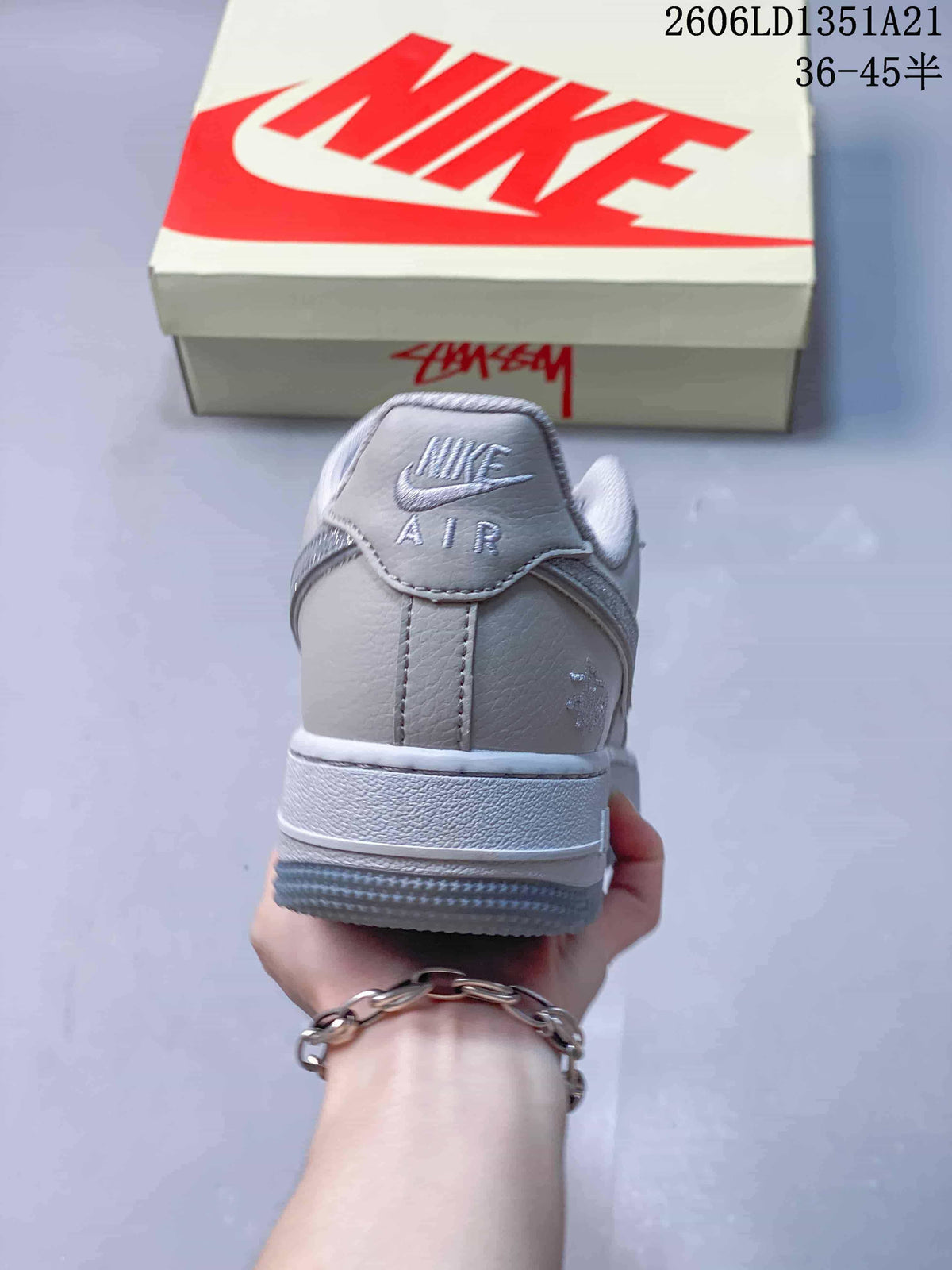 Nike Air Force 1 Low Silver and Light Gray Sneakers