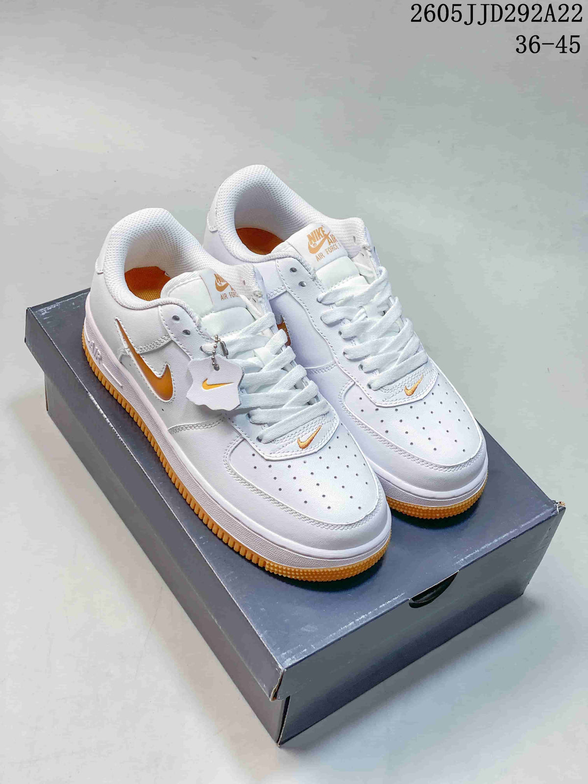 Nike Women's Air Force 1 Shadow White and Orange Sneakers