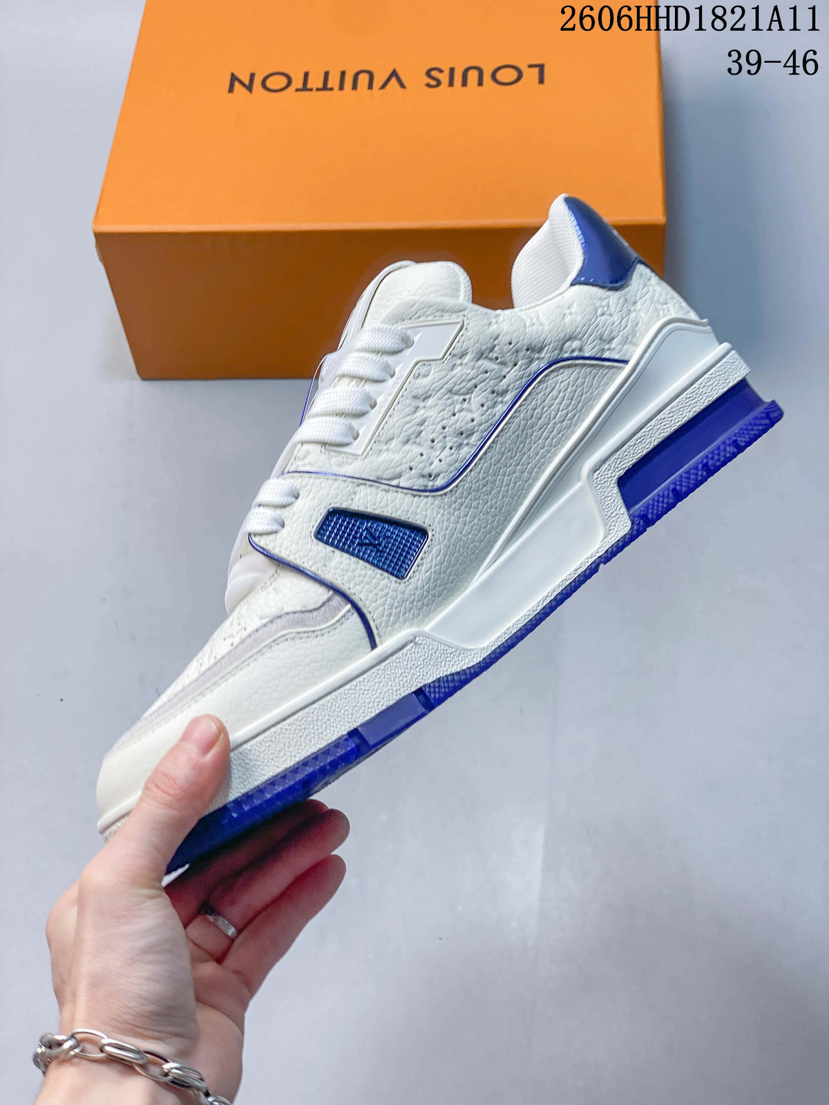 Louis Vuitton LV Trainer Sneakers in White and Blue