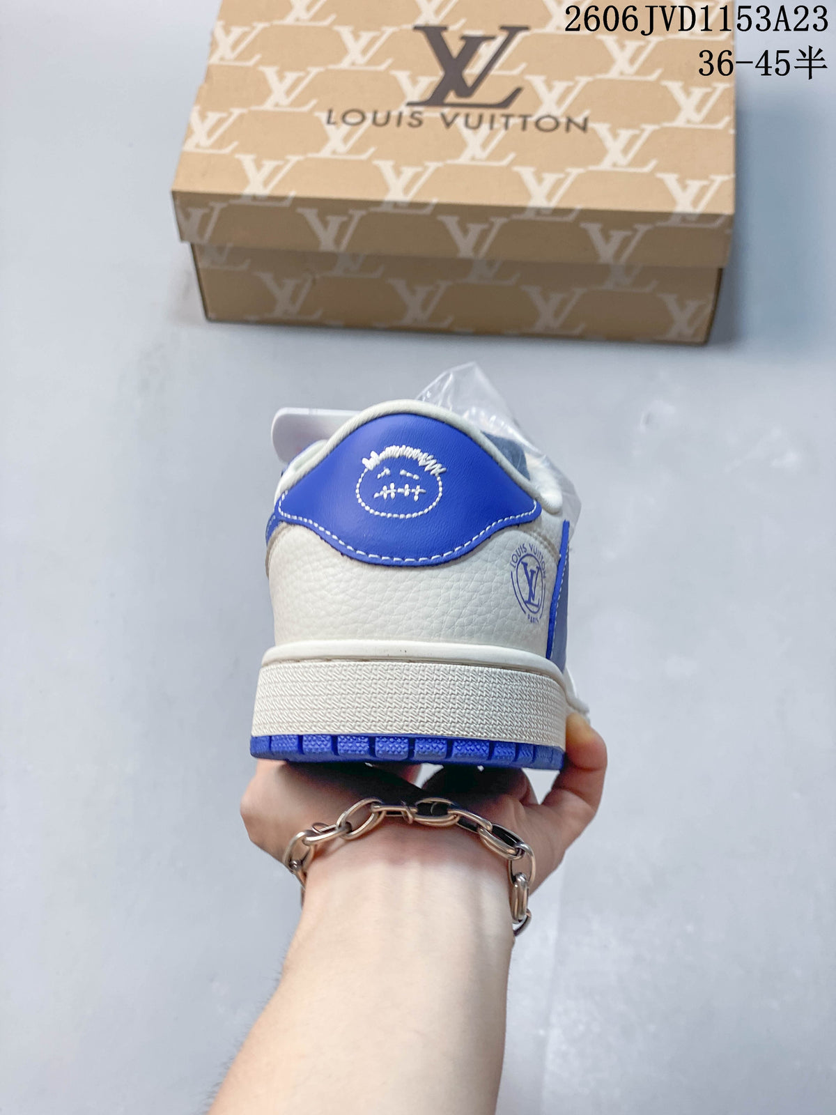 Air Jordan 1 Low Fragment x Travis Scott White Blue Sneakers