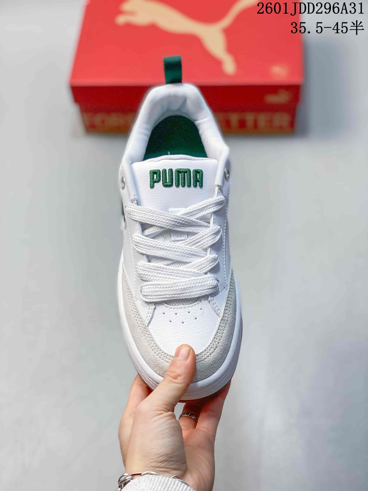 PUMA 180 White and Green Platform Sneakers