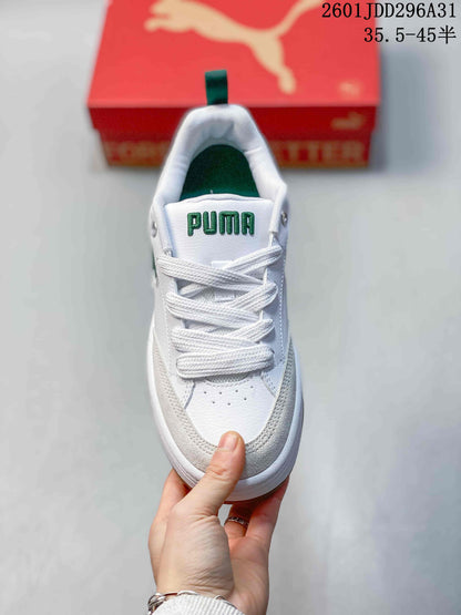 PUMA 180 White and Green Platform Sneakers