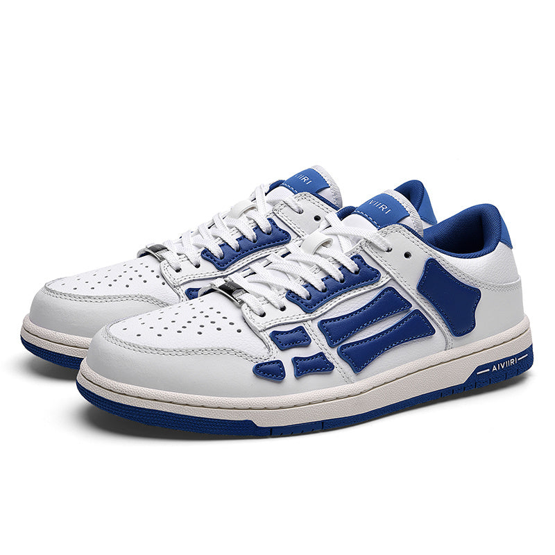 White and Blue Low-Top Sneakers MFS003-123