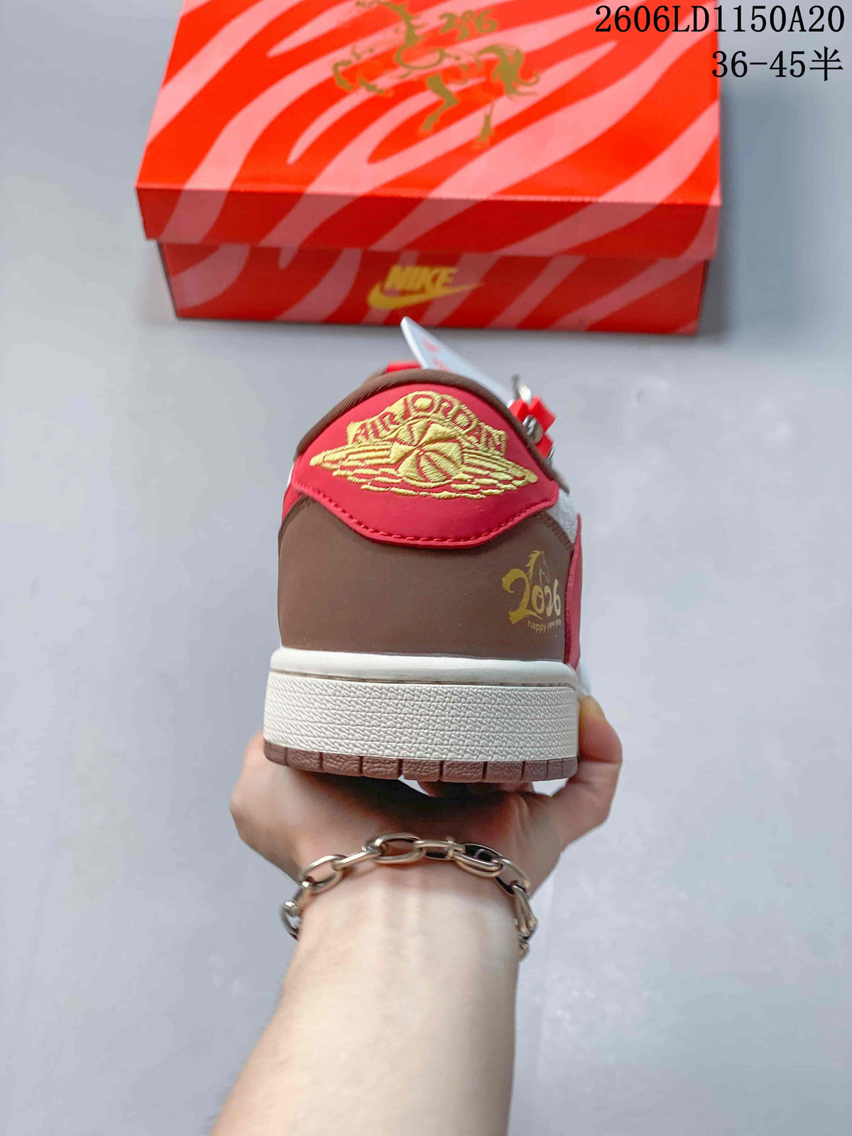 Nike Air Jordan 1 Low Year of the Horse Sneakers Red and Grey