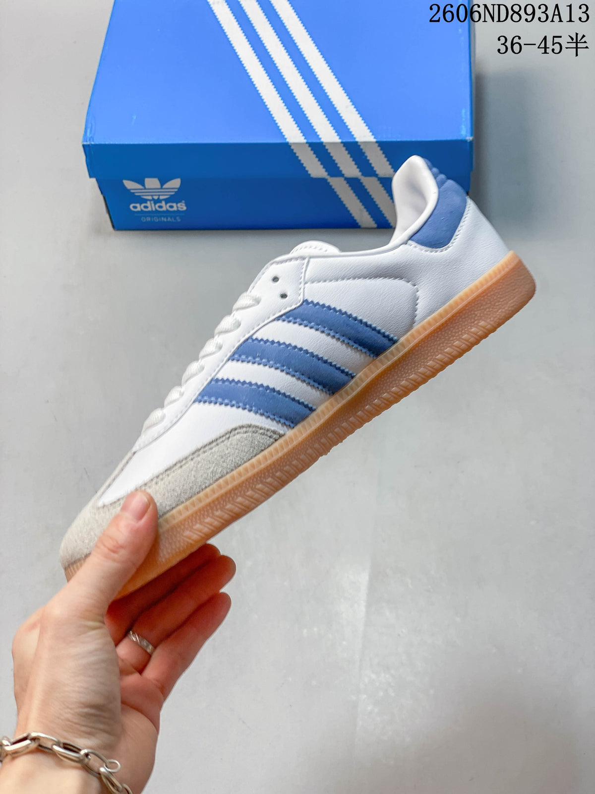 adidas Originals Samba OG Low-Top Sneakers, White Blue
