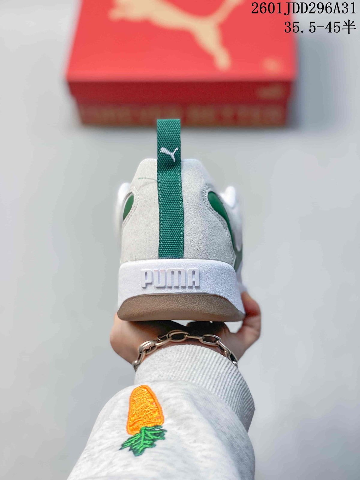 PUMA 180 White and Green Platform Sneakers