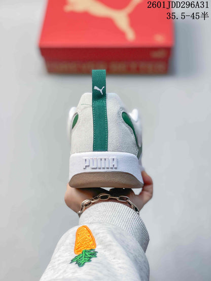 PUMA 180 White and Green Platform Sneakers