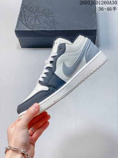 Air Jordan 1 Low White, Blue and Gray Sneakers
