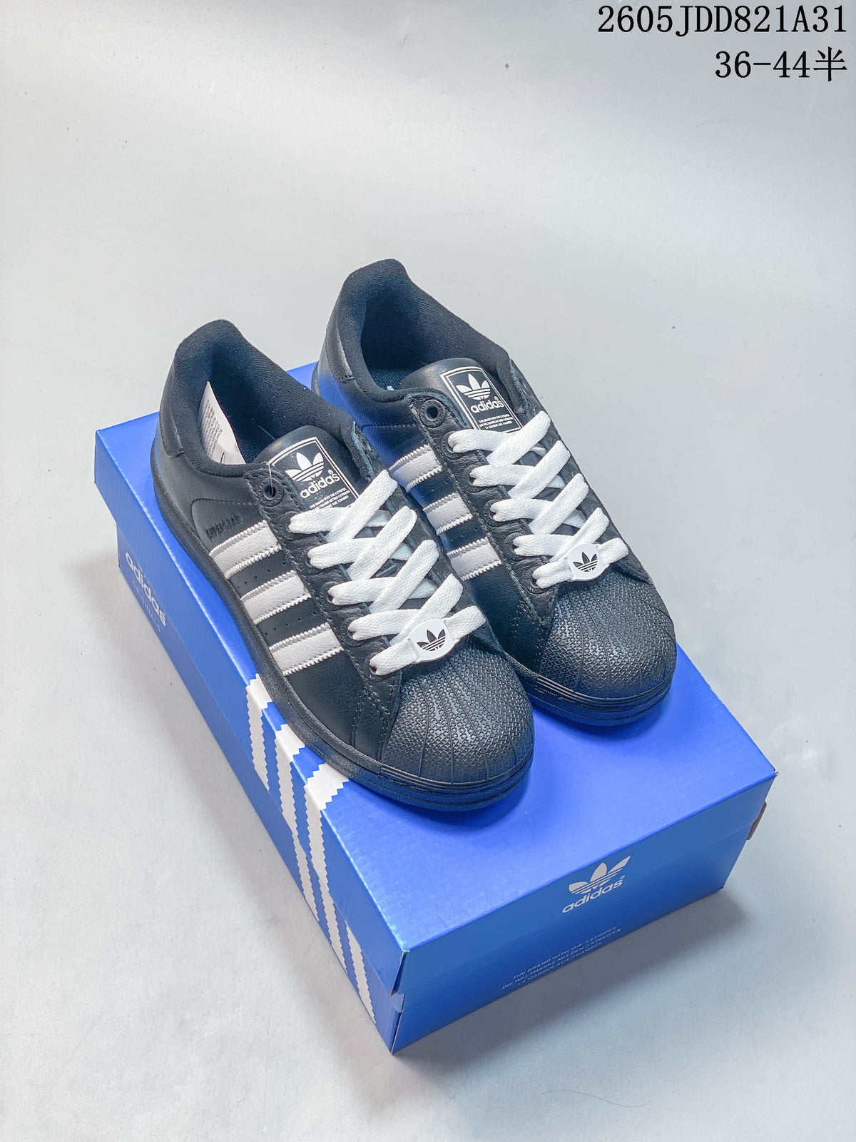 Adidas Superstar Shell-Toe Sneakers in White and Black