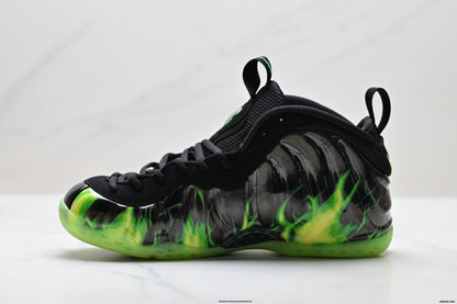 Nike Penny Hardaway Foamposite Sneakers, Black and Volt Green