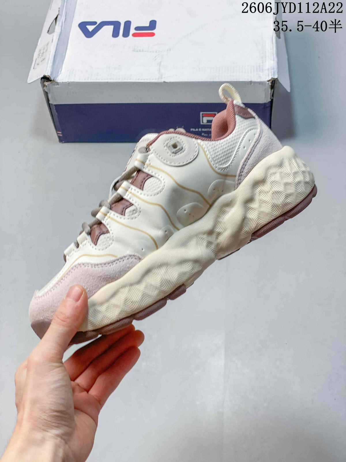 FILA Muffin Low-Top Sneakers in Cream and Mauve