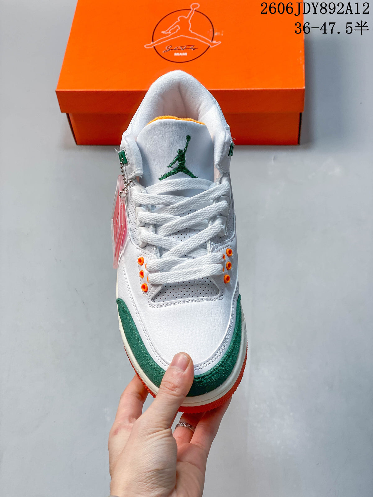 Jordan Air Jordan 3 Retro White Orange Green Sneakers