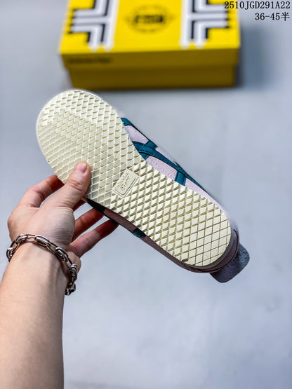 Onitsuka Tiger Pink and Teal Lace-Up Sneakers