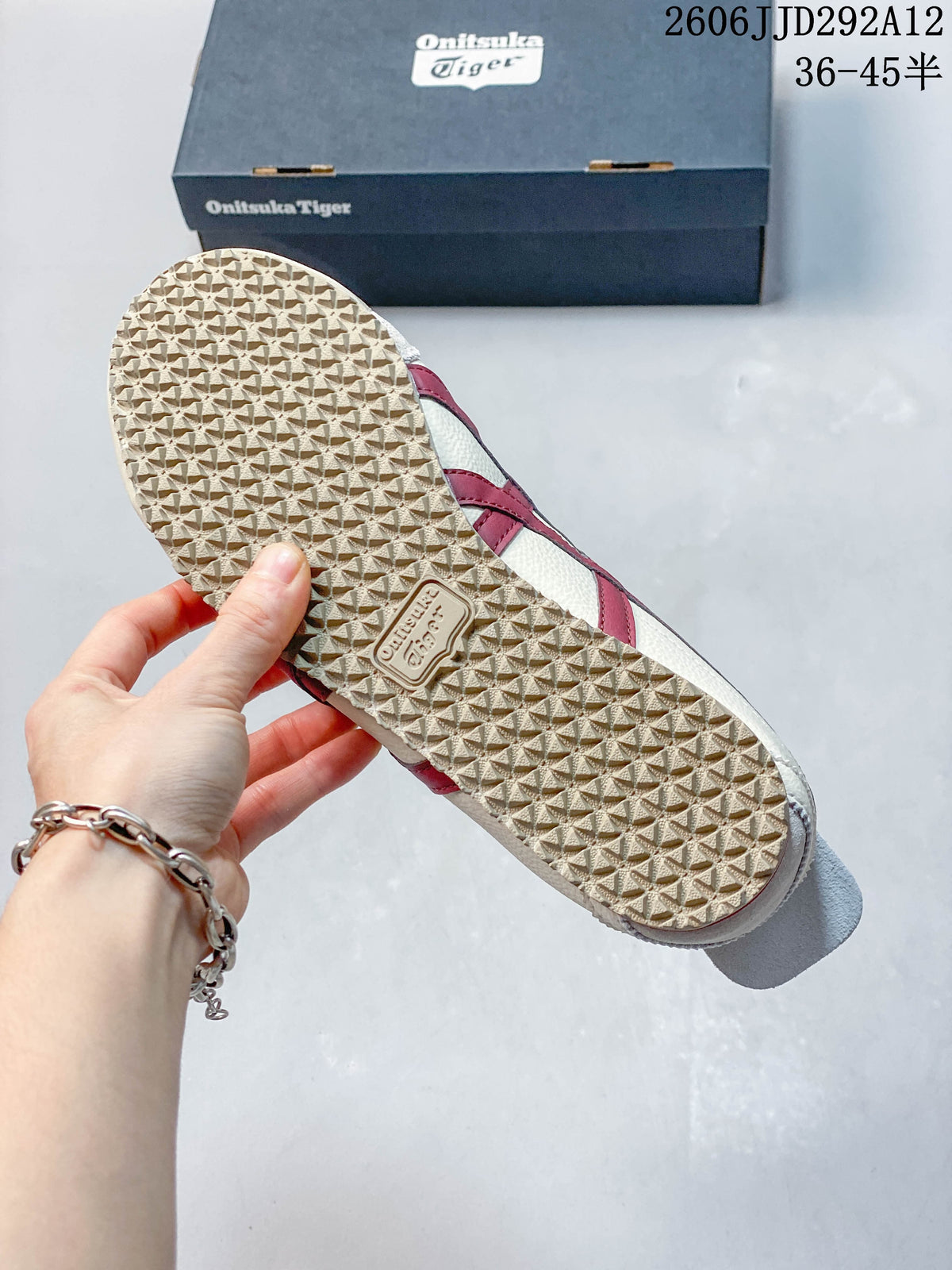 Onitsuka Tiger Mexico 66 Deluxe Sneakers in Cream and Burgundy